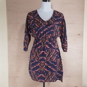 🦋Greylin Navy Blue Abstract Silk Dress Size Small
